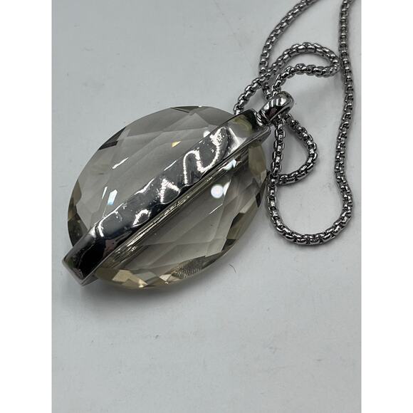 Chicos Faceted Crystal Rhinestone Pendant Silver Tone Pull Chain Necklace NWT - Picture 6 of 7